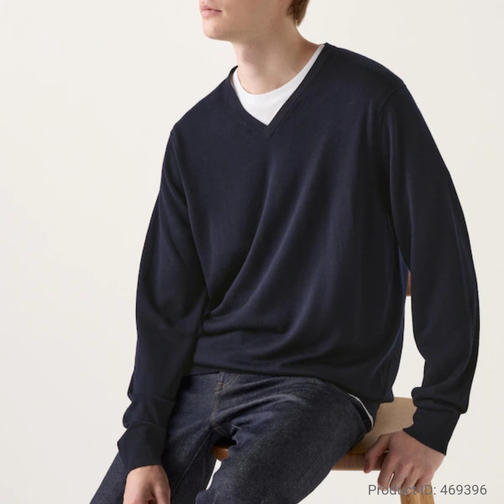Men's Navy V-Neck Sweater